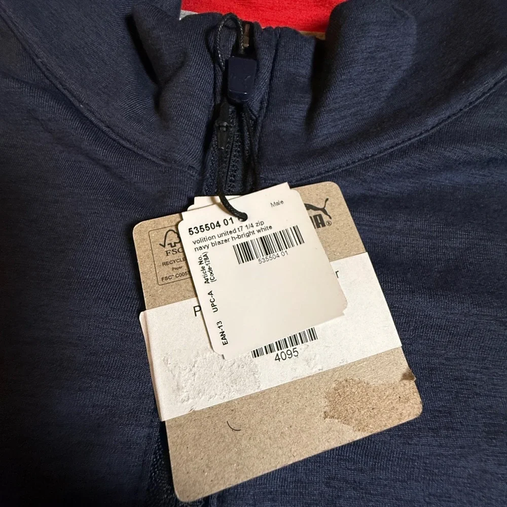 Puma Volition United T7 1/4 Zip Mens M Red White Blue USA Pullover Golf Sample